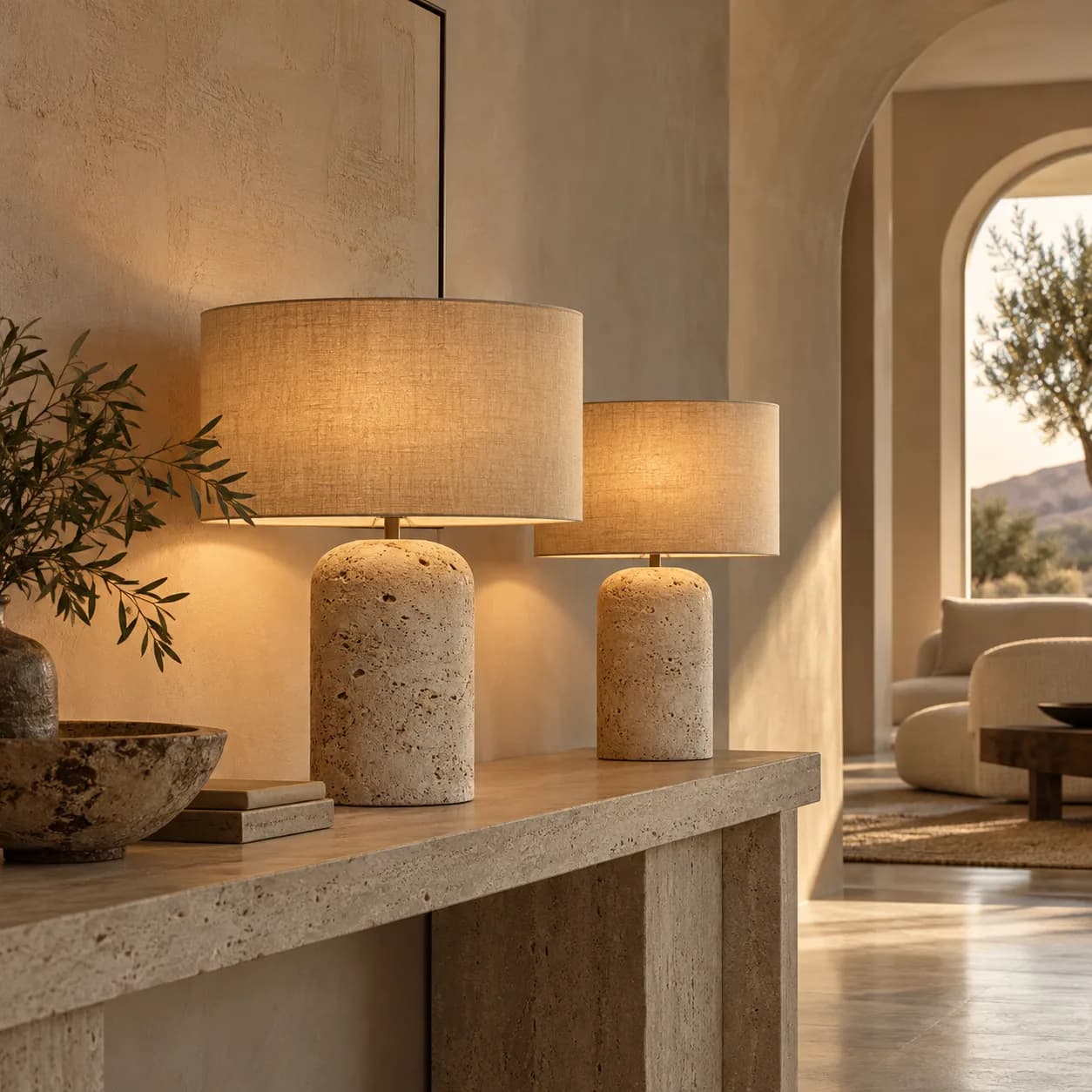 Travertine-Look Lighting — illustrative lighting scene